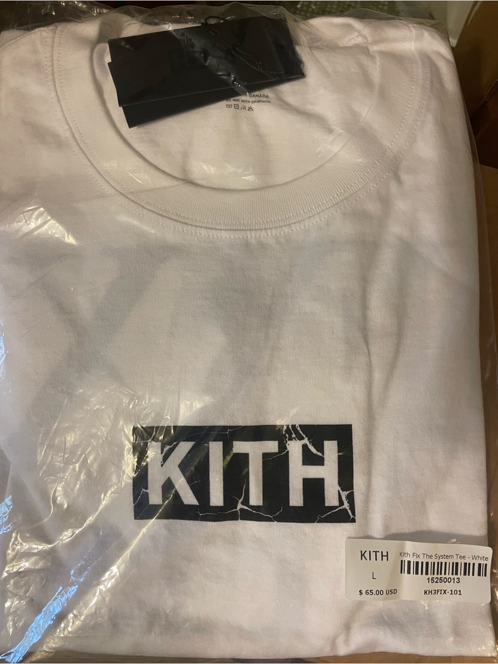 Kith “Fix the System” Tee Men’s size L color white